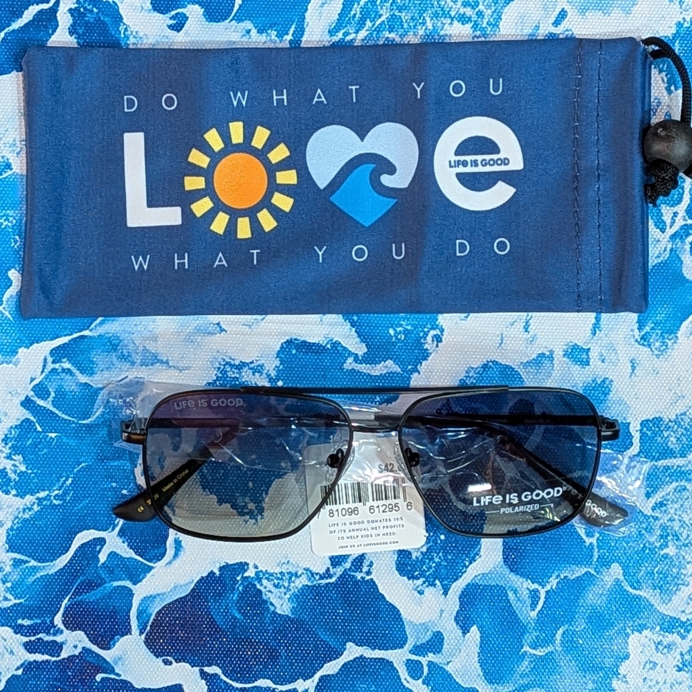 NEW Life Is Good Polarized Rectangle Sunglasses Adult Men Women Rectangular